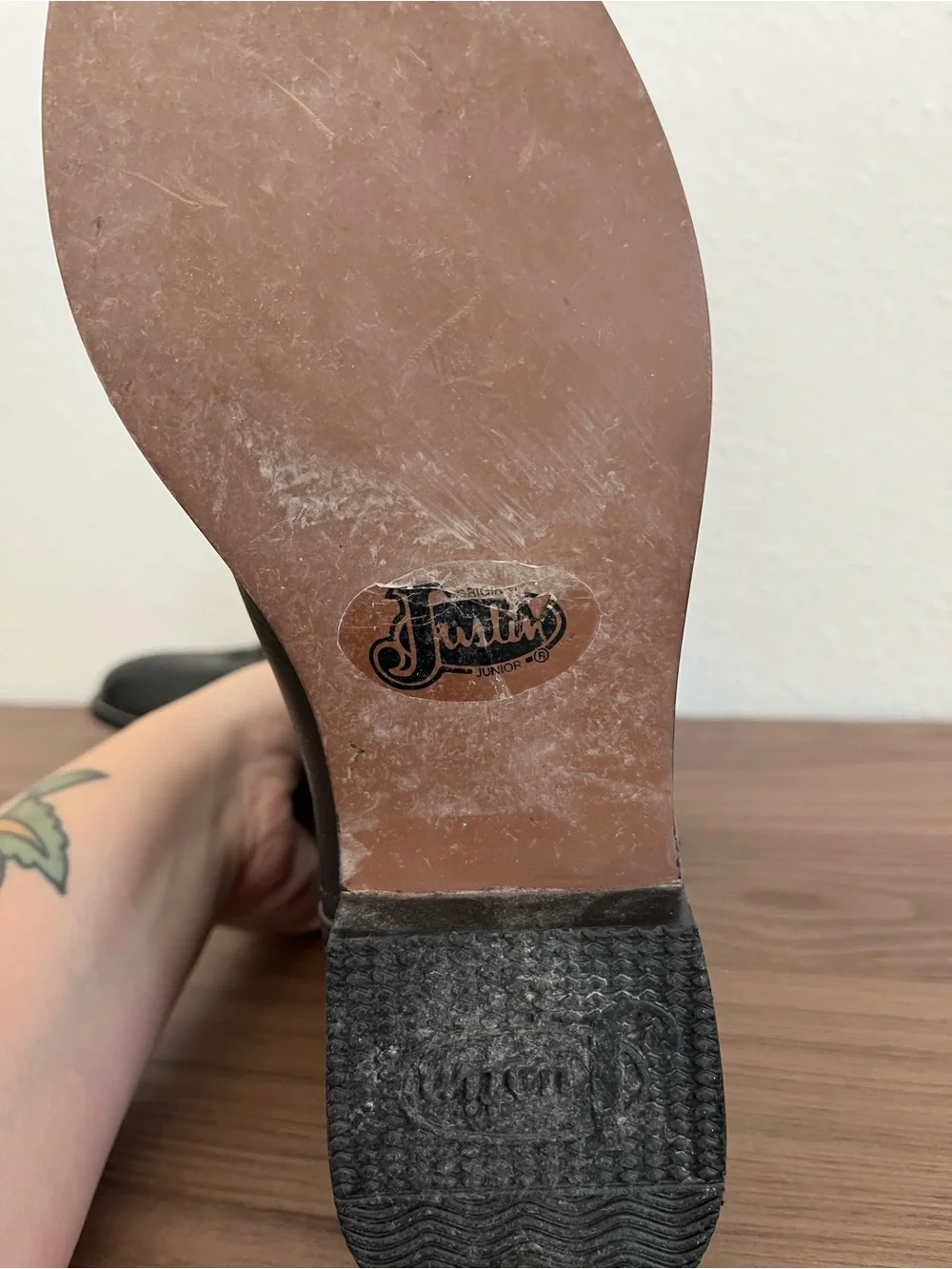 Justin Boots Black Leather Western Cowboy Boots